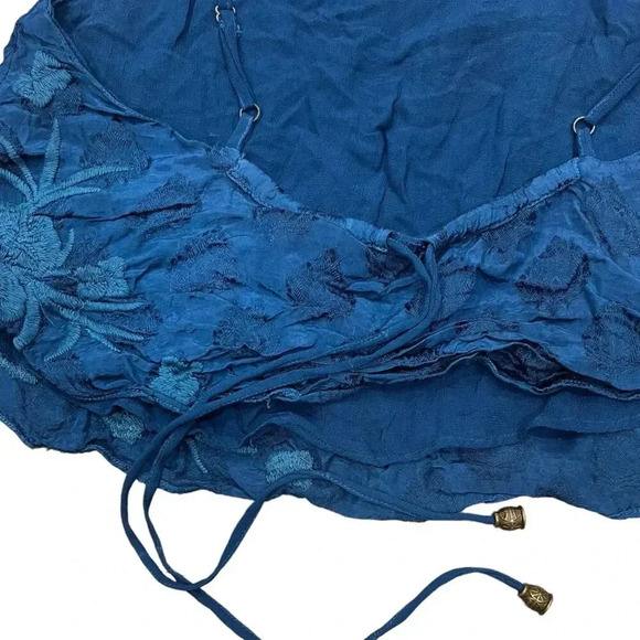 Ecote Teal Scalloped Lily Floral Embroidered Cami S - Picture 6 of 7